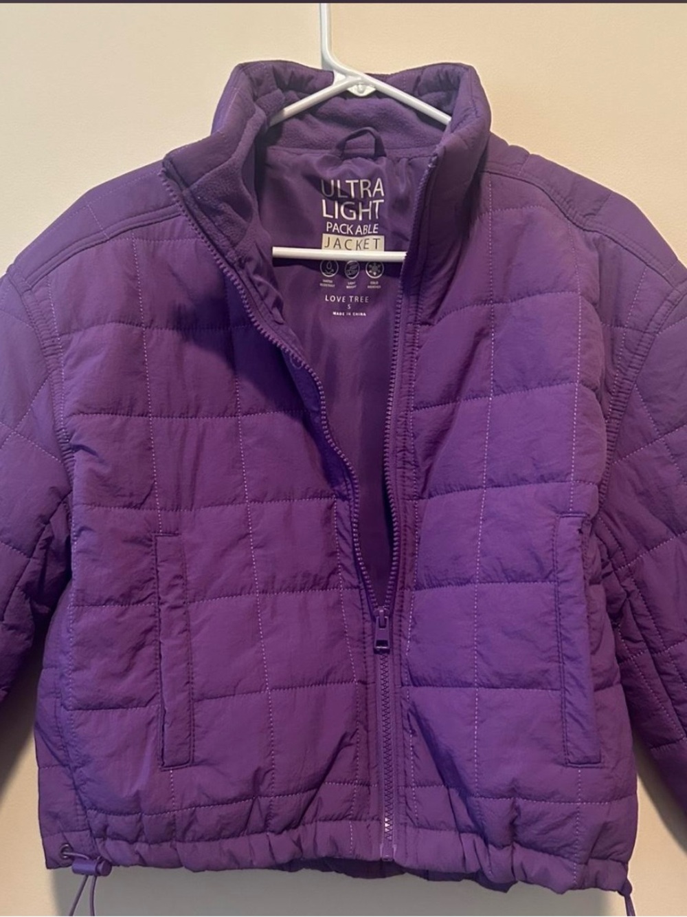 Love Tree Ultra Light Packable Puffer Jacket - Purple